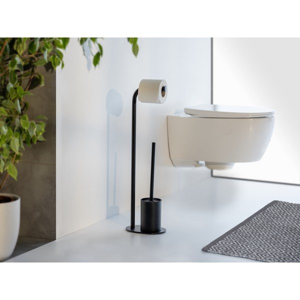 Črno jekleno stojalo za WC papir z WC ščetko Levante – Wenko-image-2