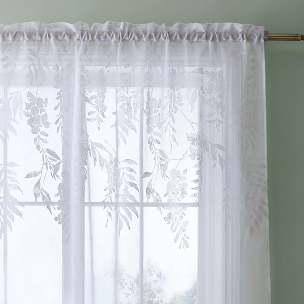 Bela prosojna zavesa 140x122 cm Wisteria Floral – Catherine Lansfield