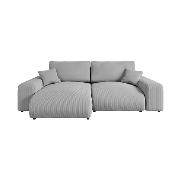 Svetlo siva kotna sedežna garnitura iz rebrastega žameta (s kotom po izbiri) Justin – Ropez