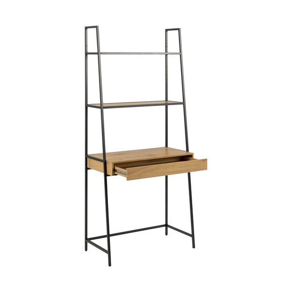 Črna knjižna omara iz hrastovega dekorja 77x175 cm Seaford - Actona-image-3