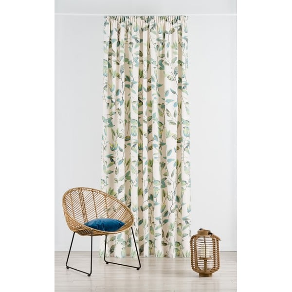 Zelena/kremno bela zavesa z drsniki 210x260 cm Maui – Mendola Fabrics