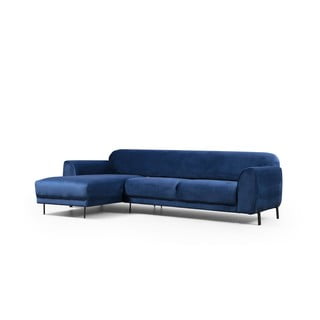 Modri kotni raztegljiv kavč z žametno površino Artie Image, levi kot