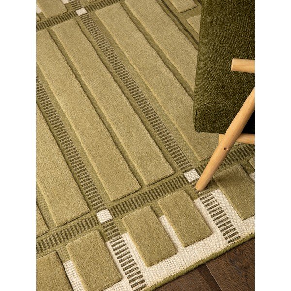 Zelena/bež ročno tkana volnena preproga 120x170 cm – Asiatic Carpets-image-2