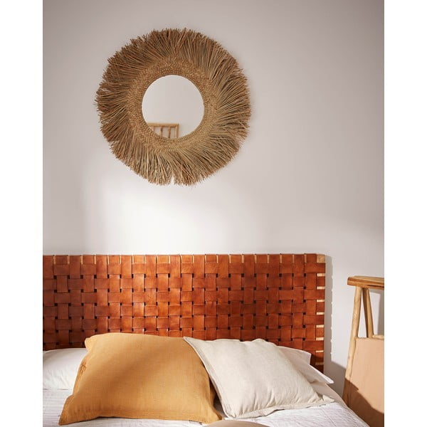 Vzglavje iz tikovine in usnja Kave Home Calixta, 153 x 110 cm-image-1