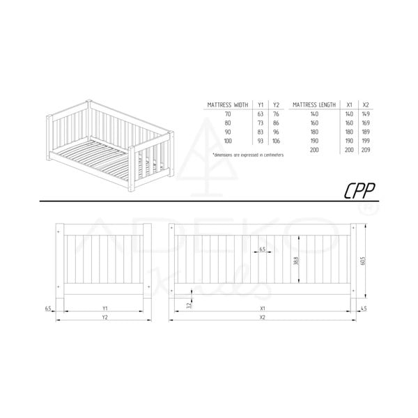 Otroška postelja iz masivnega bora 90x200 cm CPP – Adeko-image-3