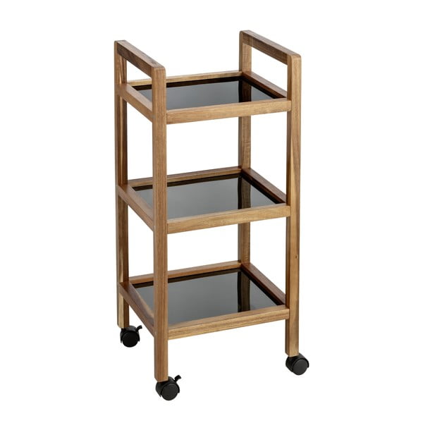 Črna/naravna kopalniška polica iz masivne akacije 35x76,5 cm Fondi – Wenko