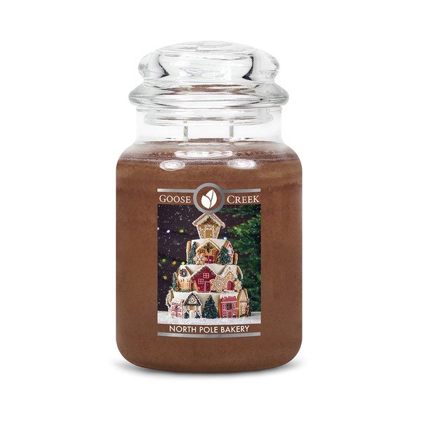 Dišeča sveča v steklenem kozarcu Goose Creek North Pole Bakery, 150 ur gorenja
