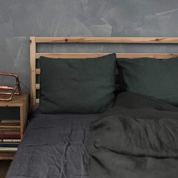 Temno siva lanena napenjalna rjuha Linen Tales, 180 x 200 cm-image-1