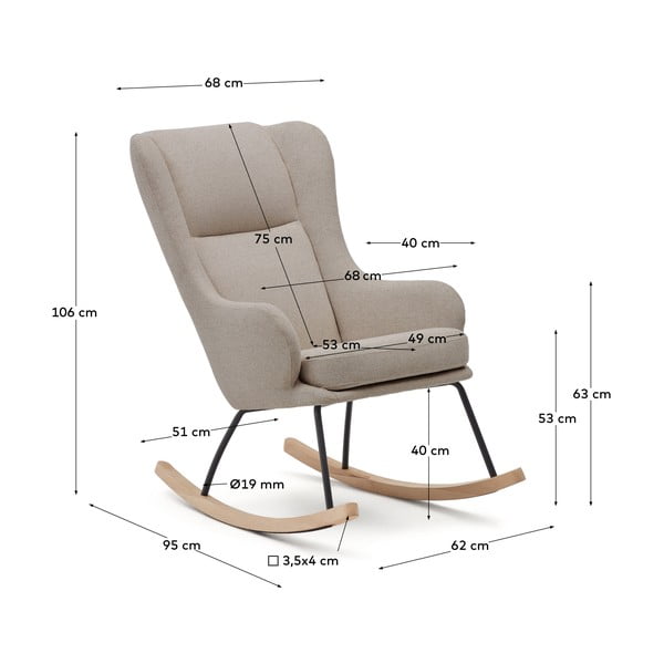 Bež gugalni fotelj iz tkanine bouclé Maustin – Kave Home-image-4
