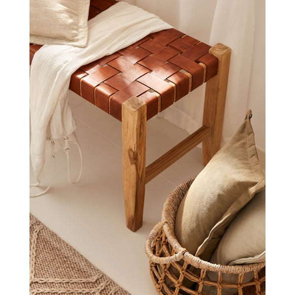 Usnjena klop v konjak rjavi in naravni barvi Calixta – Kave Home-image-2