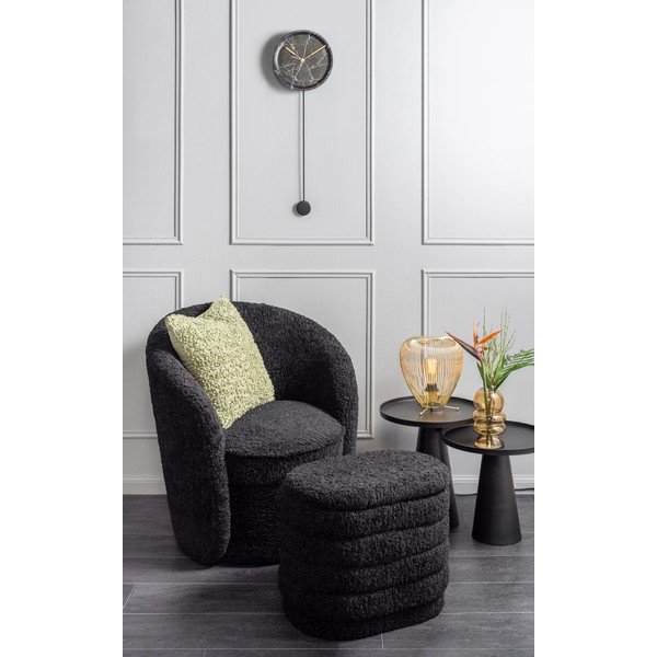 Črn fotelj iz tkanine bouclé Cuddly  – Leitmotiv-image-1