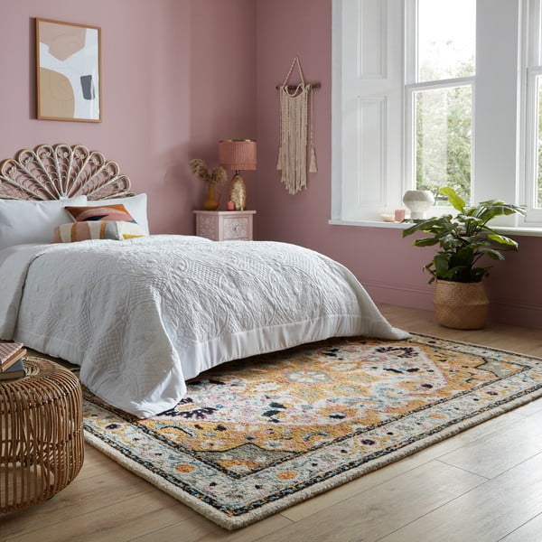 Rumena volnena preproga 290x200 cm Dahlia - Flair Rugs-image-1