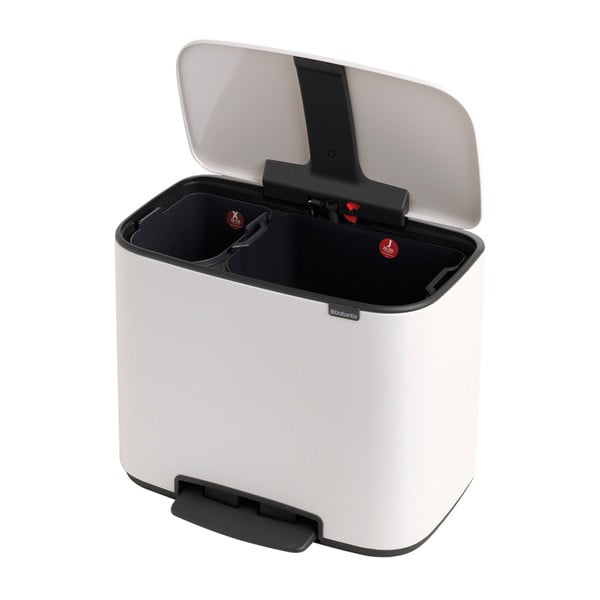 Bel jeklen koš za smeti za ločevanje odpadkov s pedalom 34 l Bo – Brabantia