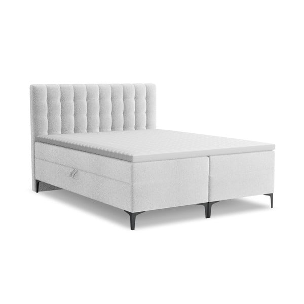 Boxspring postelja s prostorom za shranjevanje 180x200 cm v srebrni barvi Puhala – Makamii