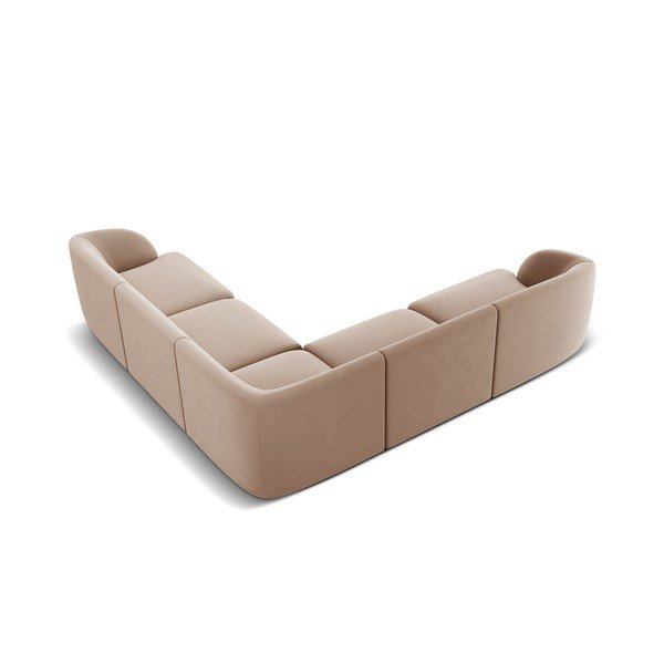 Bež žametna kotna sedežna garnitura Miley  – Micadoni Home-image-3