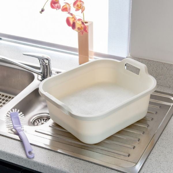 Temno moder plastičen lavor z dvema ročajema Addis, 39 x 32 x 14 cm-image-1