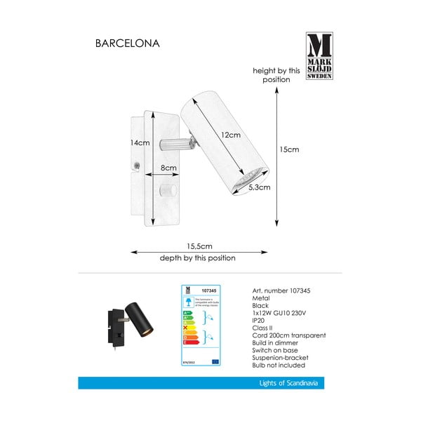 Črna stenska svetilka Markslöjd Barcelona-image-1