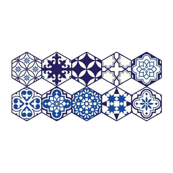 Komplet 10 talne nalepke Ambiance Hexagons Jena, 40 x 90 cm