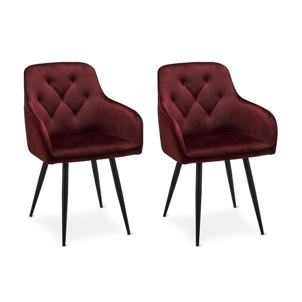 Bordo rdeči žametni jedilni stoli v kompletu 2 ks Nadja – Furnhouse-image-3