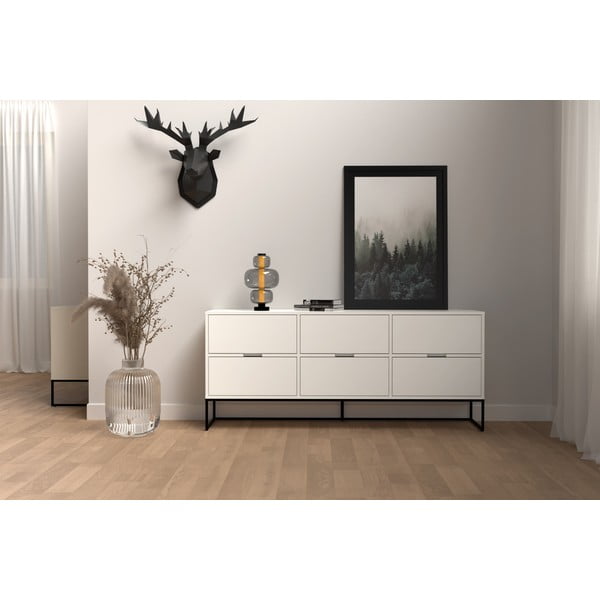 Bela komoda s črnimi kovinskimi nogami Tenzo Lipp-image-1