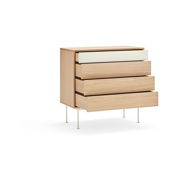 Komoda iz belega hrastovega furnirja krem barve Teulat Yoko-image-2