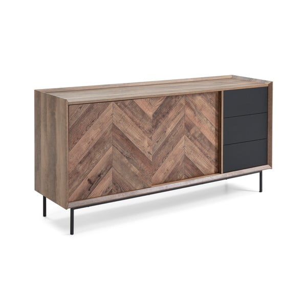 Komoda iz hrastovega lesa in črne barve Marckeric Utah-image-2