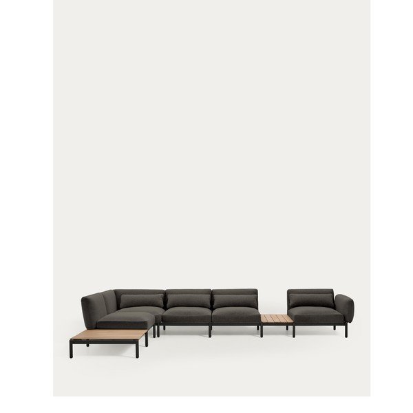 Temno siv oblazinjen vrtni kavč (levi kot) Sorells – Kave Home-image-4