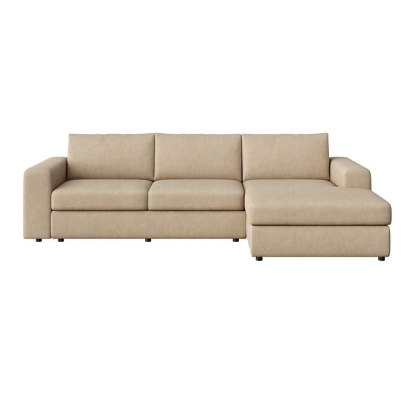 Svetlo rjava žametna kotna sedežna garnitura (desni kot/z ležalnikom) Baga – Rodier