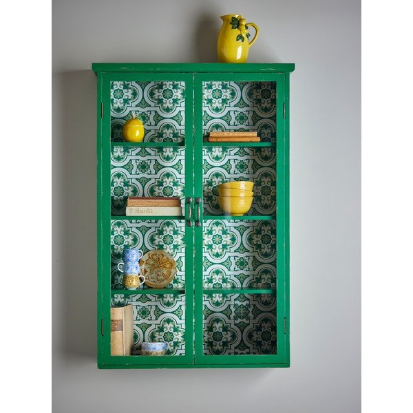 Zelena stenska vitrina iz masivne jelke 81x122x22 cm Hazem – Bloomingville-image-1