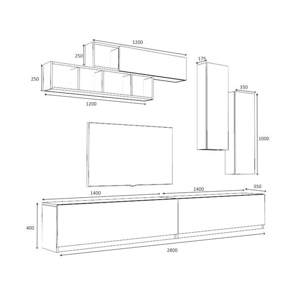 Bela TV mizica 140x40 cm Dona - Gauge Concept-image-3