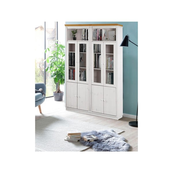 Bela vitrina iz masivnega bora 148x223 cm Anita – Støraa-image-2