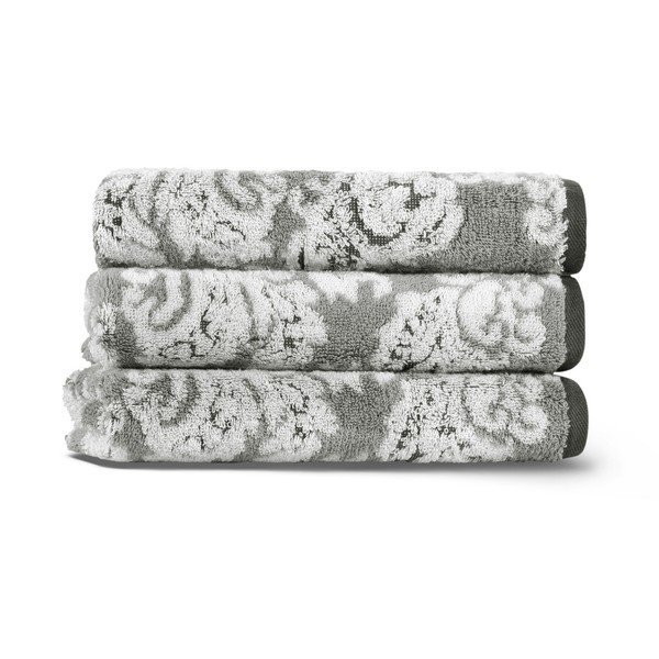 Siva bombažna brisača 33x33 cm Damask – Foutastic-image-1