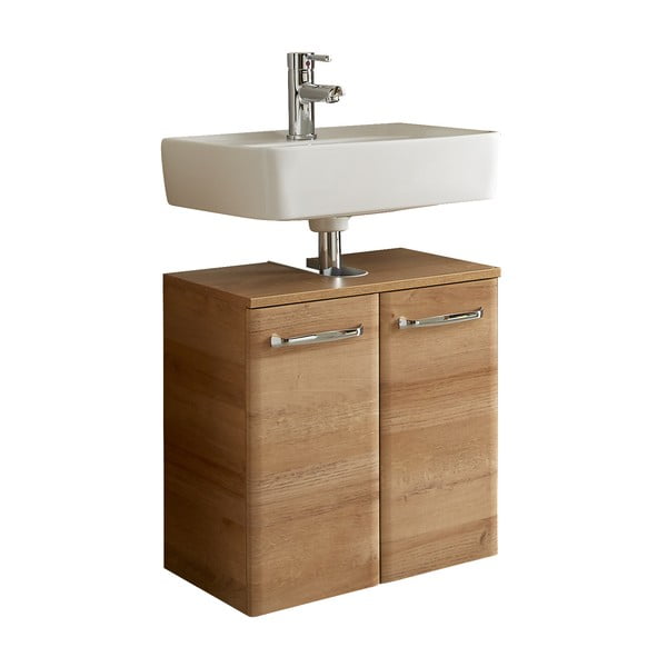 Stenska omarica brez umivalnika v hrastovem dekorju v naravni barvi 53x60 cm Quickset 318 – Pelipal-image-2