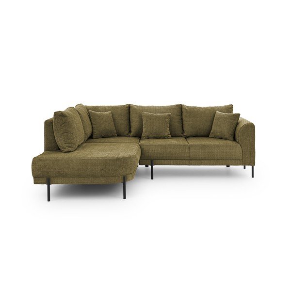 Zelena kotna sedežna garnitura iz šenilje (levi kot/v obliki črke L) Mauris  – Ropez