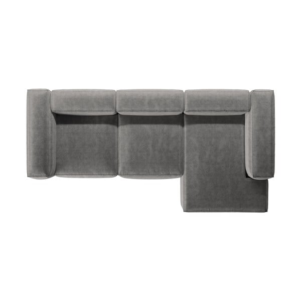 Svetlo siva kotna sedežna garnitura iz rebrastega žameta (desni kot/z ležalnikom) Bergamo – Cosmopolitan Design-image-3