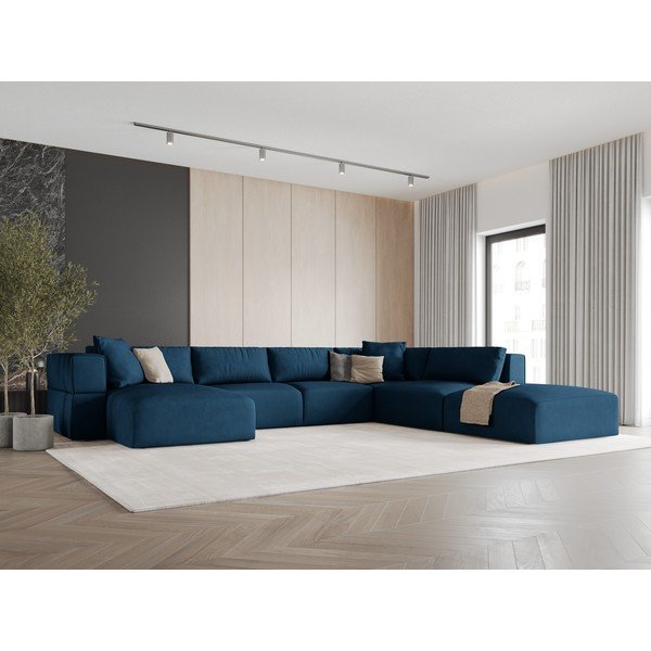 Modra kotna sedežna garnitura (desni kot/v obliki črke "U") Esther – Milo Casa-image-1