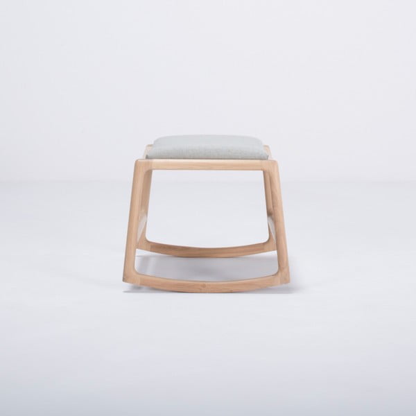 Tabure z leseno konstrukcijo iz hrastovega lesa in modro-sivim tekstilnim sedežem Gazzda Dedo-image-1