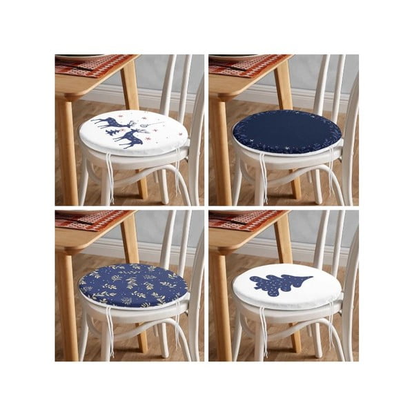 Sedežne blazine z božičnim motivom v kompletu 4 ks ø 40 cm Blue Christmas – Mila Home-image-4