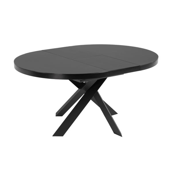 Črna okrogla raztegljiva jedilna miza s stekleno mizno ploščo ø 160 cm Vashti – Kave Home-image-2