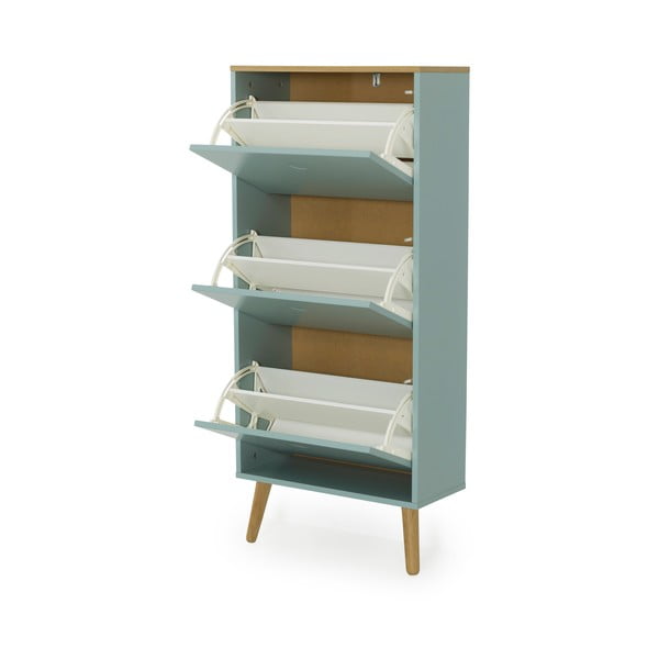 Zelena omara za čevlje z nogami iz hrastovega lesa s 3 predali Tenzo Dot-image-3