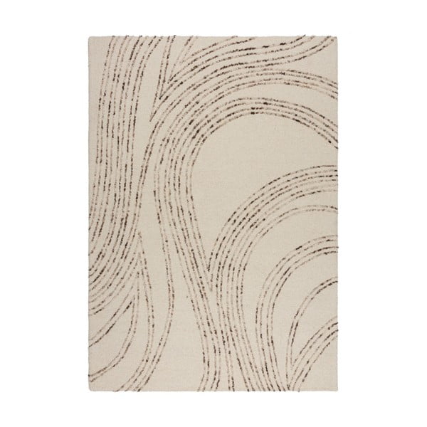 Kremno belo-rjavo volnena preproga 80x150 cm Abstract Swirl – Flair Rugs