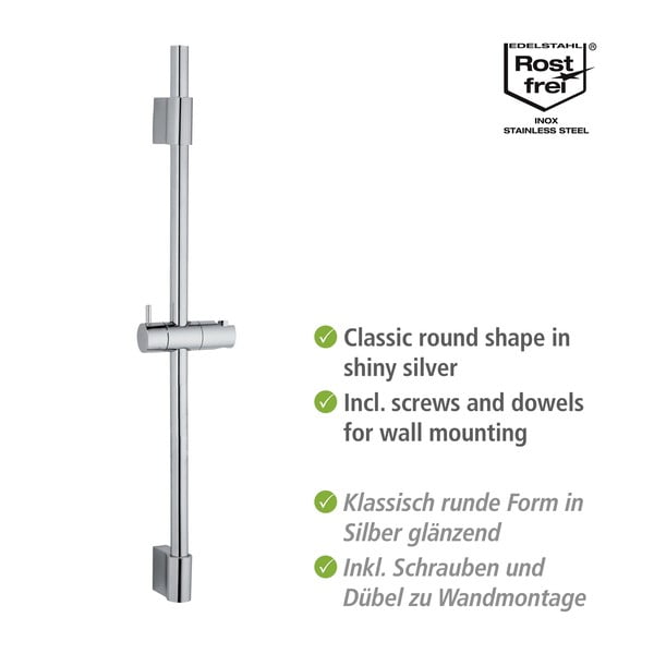 Stenski drsni drog za tuš iz nerjavečega jekla v sijajno srebrni barvi 70 cm Classic – Wenko-image-2