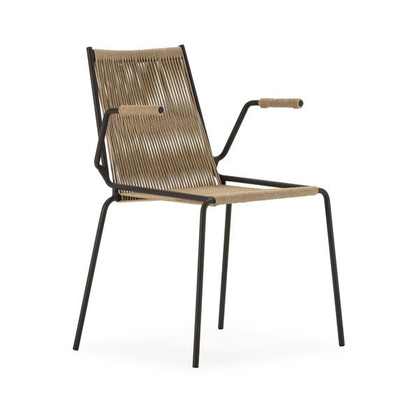 Bež kovinski jedilni stoli v kompletu z nasloni za roke/z možnostjo nalaganja 2 ks Emily – Marckeric