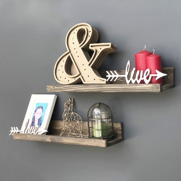 Komplet 2 lesenih stenskih polic Simple-image-1