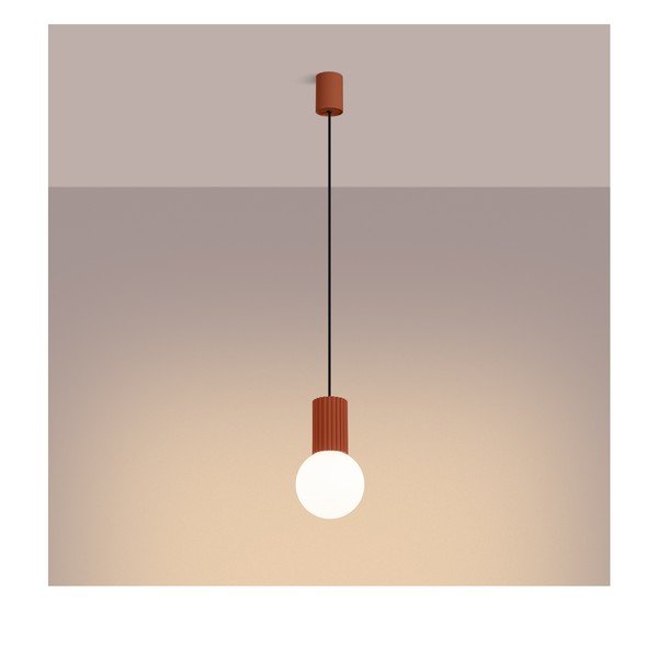 Oranžna viseča svetilka s steklenim senčilom ø 12 cm Orbital – Sollux-image-3