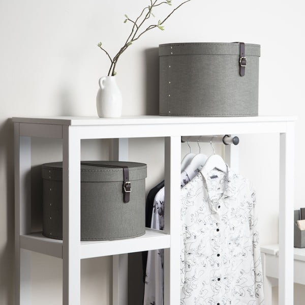 Sive kartonaste škatle za shranjevanje v kompletu 2 ks s pokrovom ø 37,5x25,5 cm Rut Canvas Paper Laminate – Bigso-image-1