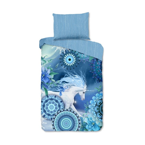 Modra enojna flanelna posteljnina 140x200 cm Lumi – HIP