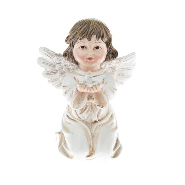 Bel kipec angela s knjigo Dakls, višina 10,5 cm