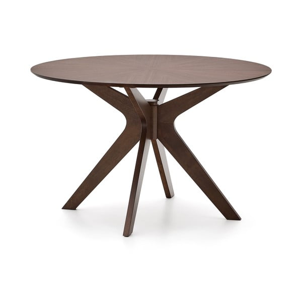 Okrogla jedilna miza z mizno ploščo v orehovem dekorju ø 120 cm Naanim – Kave Home