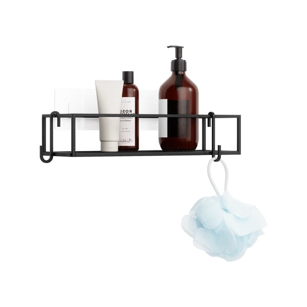 Črne jeklene kopalniške police v kompletu 2 ks z namestitvijo brez vrtanja Cubiko – Umbra-image-3